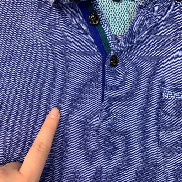Ted Baker Polo Shirt Mens 4 (US M) SLIM Ocean Heather Cotton Chest Pocket Golf - Picture 5 of 11